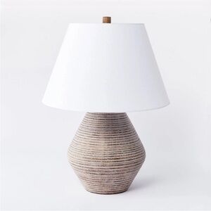 Studio McGee Assembled Resin Table Lamp Tan w/LED‎ Bulb - Threshold - New in Box